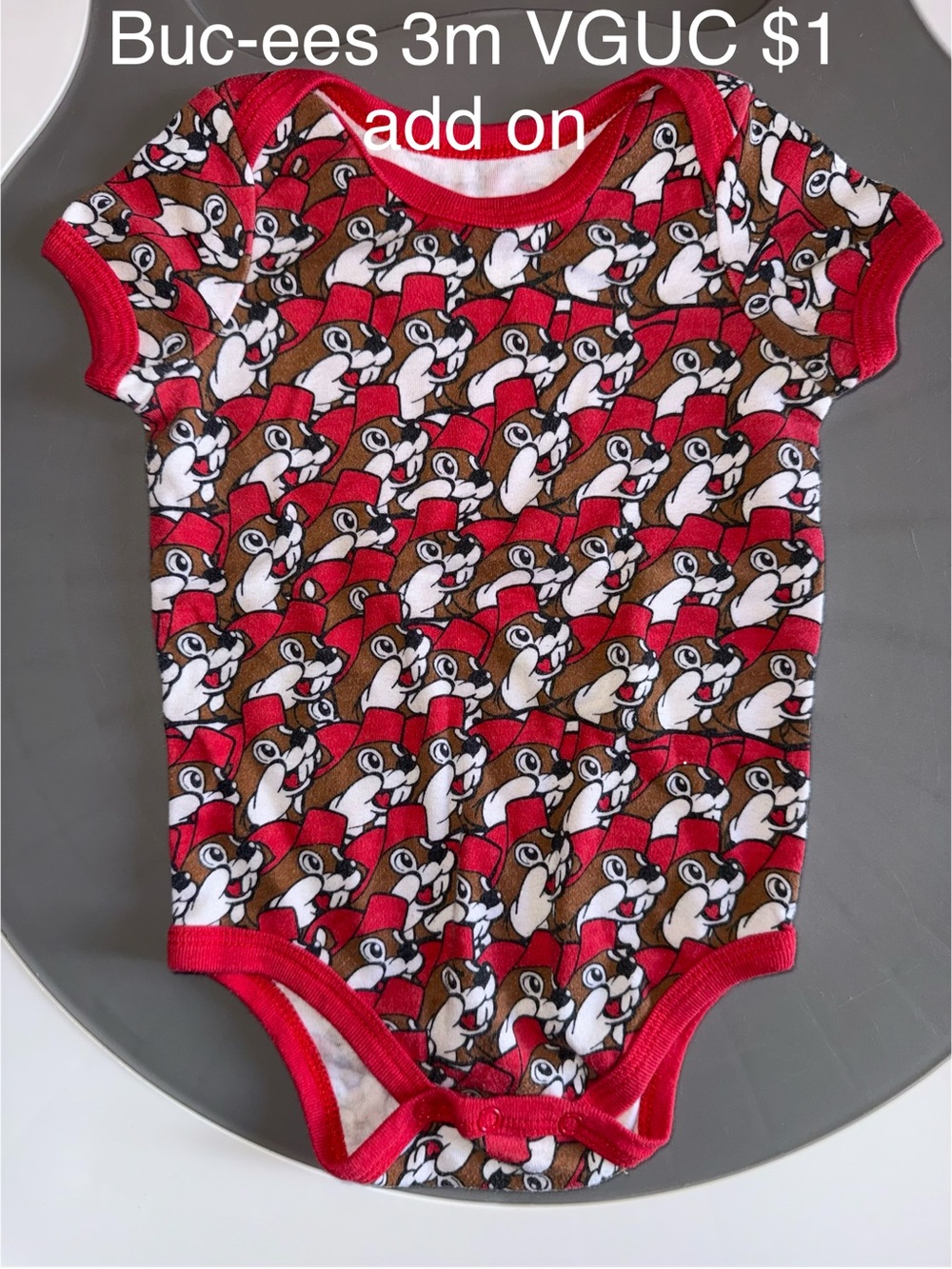 Buc-ee's Beaver Red Character Print Baby One-Piece Bodysuit
